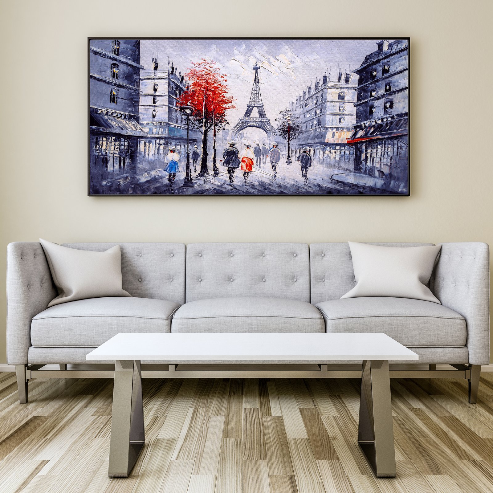 Classic Pairs Street Eiffel Tower Canvas Wall Printing decorative masterpiece for home decor